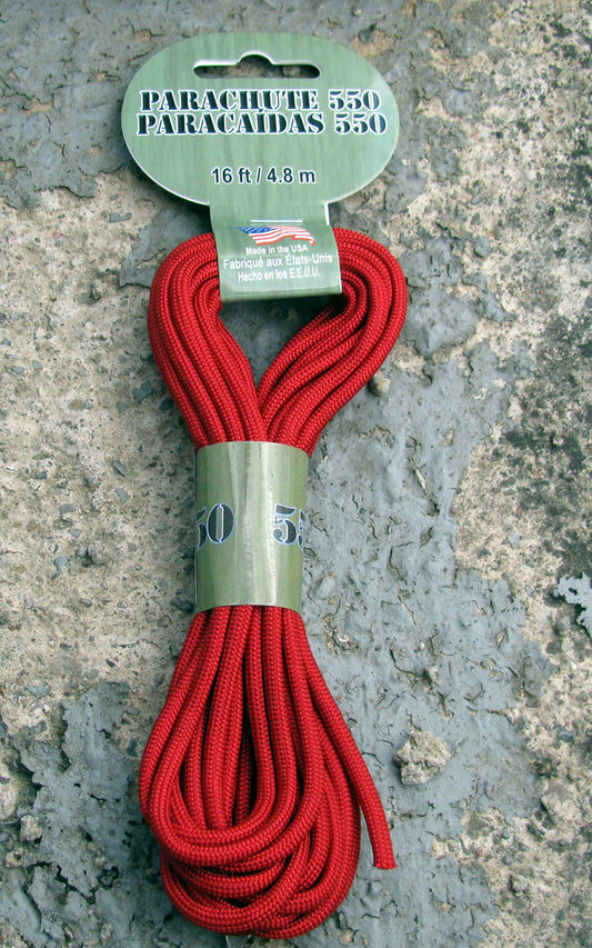 Paracord 550 - Red 4mm, 4,8 m