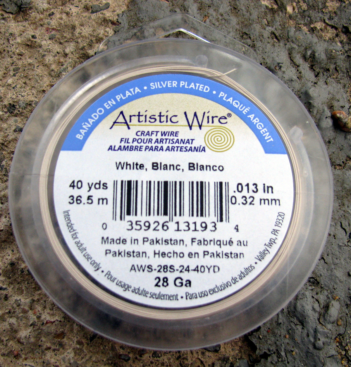 Artistic Wire 28 Ga - White / Vit, 1 rulle