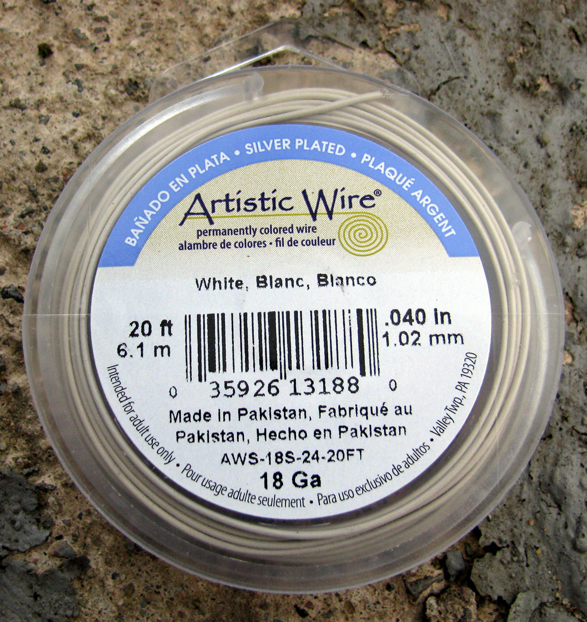 Artistic Wire 18 Ga - White / Vit, 1 rulle