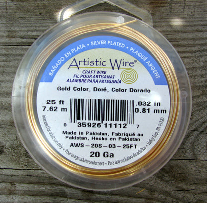 Artistic Wire 20 Ga - Silver pläterad, Guldfärgad 1 rulle