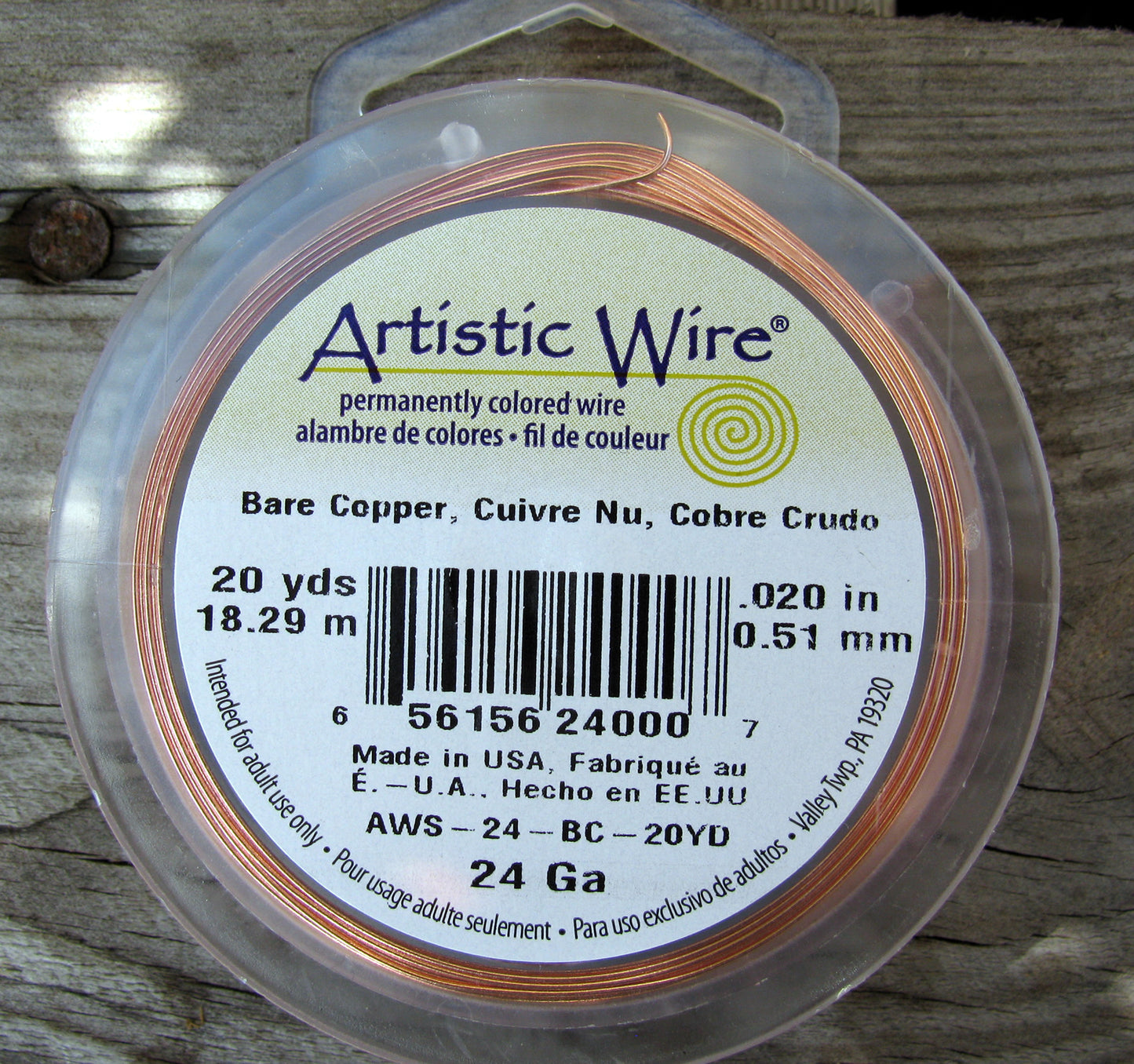 Artistic Wire 24 Ga - Bare Copper 1 rulle