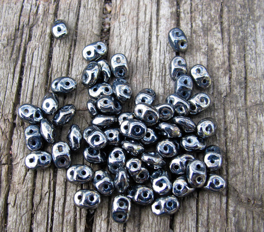 SuperDuo - Jet Hematite, 10 gram