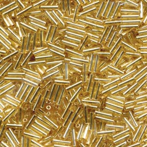 Miyuki Bugle Beads - Silver Lined Gold 6 mm