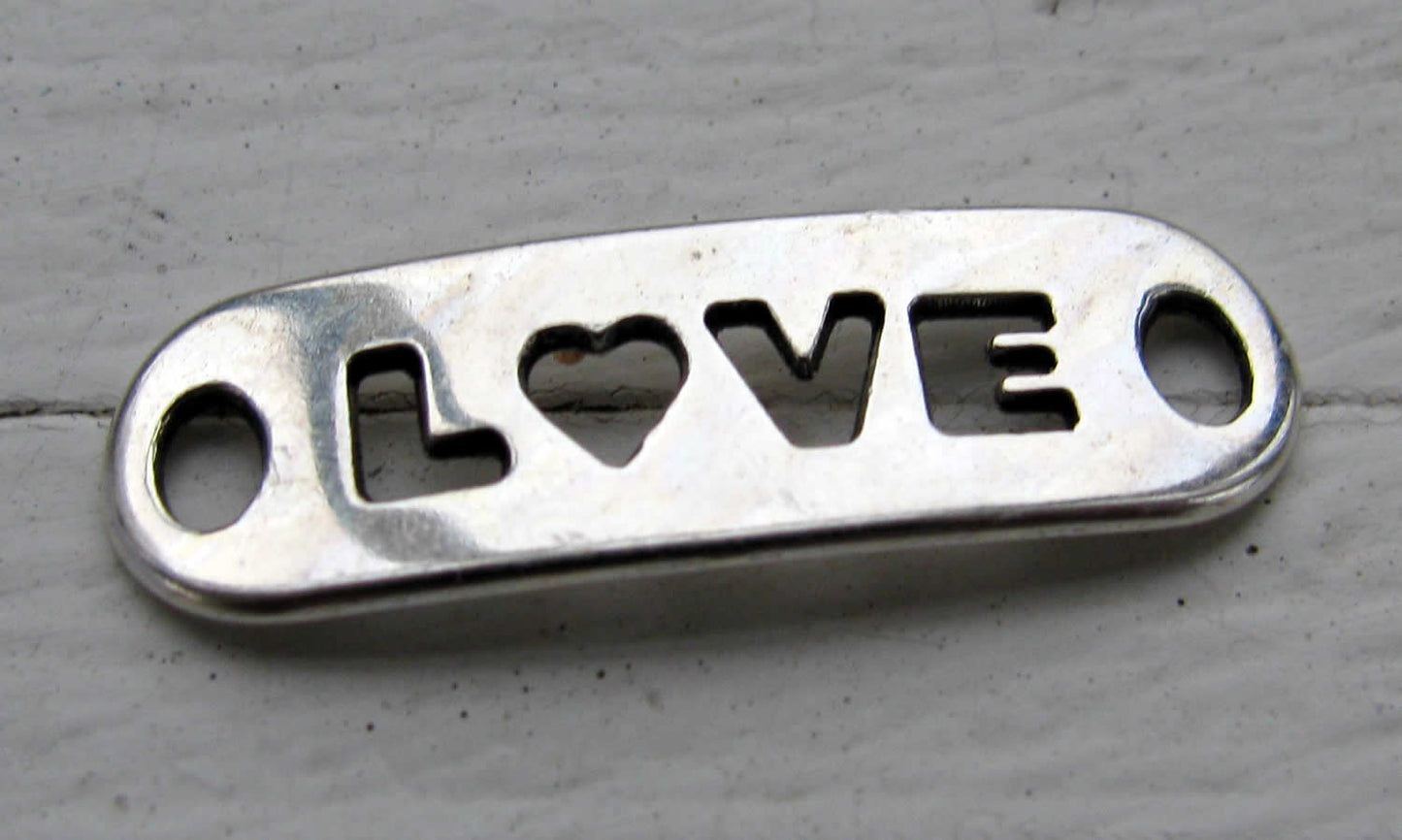 Connector Silverärgad - Love 24x8mm