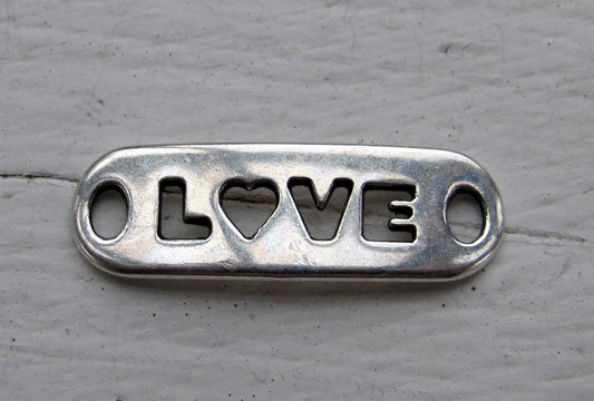 Connector Silverärgad - Love 24x8mm, 1 styck