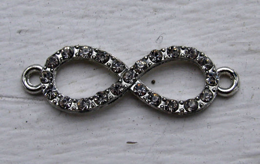 Connector infinity - Evighetstecken strass silverfärgad 33x10mm , 1 styck