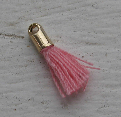 Bomullstofs - Mini Rosa / Guld 12mm, 1 styck