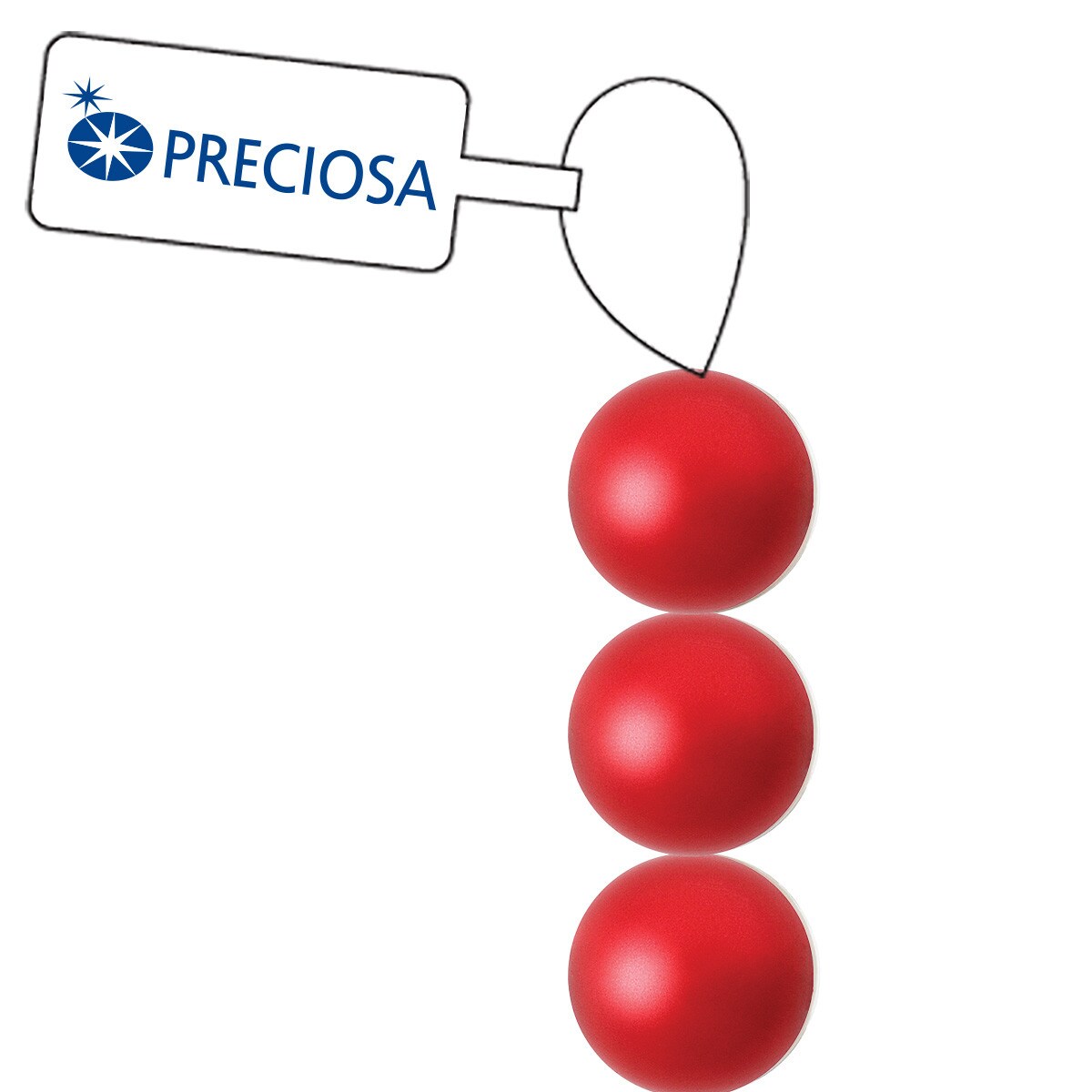 Preciosa Pearl Round - Maxima Red 6 mm, 1 sträng Preciosa